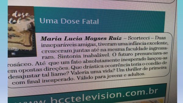 Por Todo o Infinito Lucia Moyses Dezequilíbrios, AVALIAÇÕES UMA DOSE FATAL